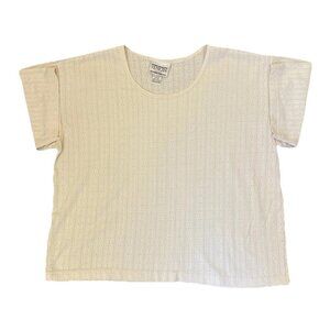 Venezia Vitale Womens Blouse Top Size 14 / 16 Cream Short Sleeves Round Neck GUC